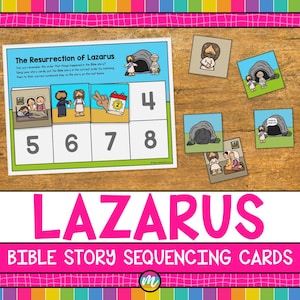 Lazarus Bible Story Cards | Retell the Bible Story Sequencing Cards Storytelling Printable Game