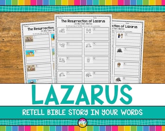Lazarus Bible Story In Your Own Words Sequence | Lazarus Bible Story Retelling Printable