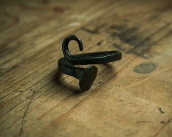 coffin nail goth ring, gothic ring,  iron ring, viking ring, pagan jewelry, goth jewelry, viking ring, iron jewelry, forged ring, spike ring