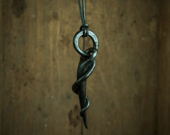 Lufolk design, forged, iron pendant, iron necklace, forged necklace, forged jewelry, viking jewelry, viking necklace, viking pendant