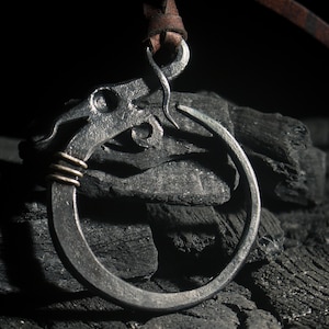 Midgard Serpent Pendant Norse Mythology Necklace Handmade Viking Jewelry Iron