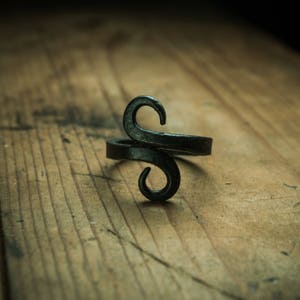 iron scroll ring, viking jewelry, pagan jewelry, forged ring, goth jewelry, iron ring, iron jewelry, goth ring, viking ring