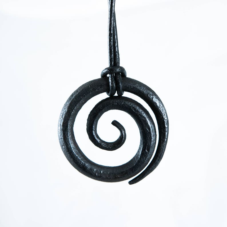 celtic spiral, celtic symbol, iron pendant, forged necklace, iron necklace, forged jewelry, viking jewelry, viking necklace, viking pendant image 2