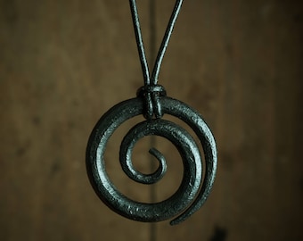 celtic spiral, celtic symbol, iron pendant, forged necklace, iron necklace, forged jewelry, viking jewelry, viking necklace, viking pendant