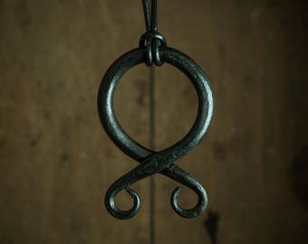 troll cross necklace, forged, iron pendant, iron necklace, forged necklace, forged jewelry, viking jewelry, viking necklace, viking pendant
