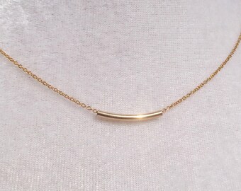 Gold Tube Necklace, High Quality 14K Gold Filled Necklace, Dainty Gold Necklace, Minimalist Gold Jewelry, Italian Chain, Christmas Gift