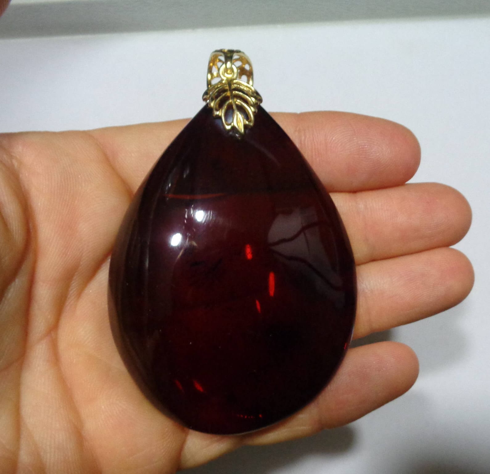 Silver Amber Pendant Baltic Amber-Decorative Cherry Amber Pendant Cherry