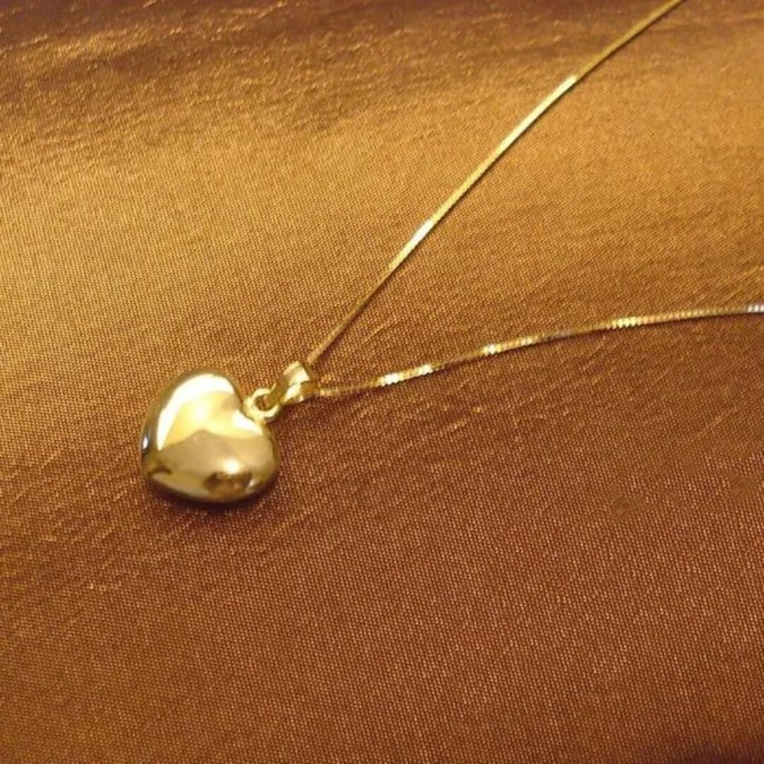 10K Yellow Gold Heart Necklace Stamped 10K, Real Gold Heart Pendant Box