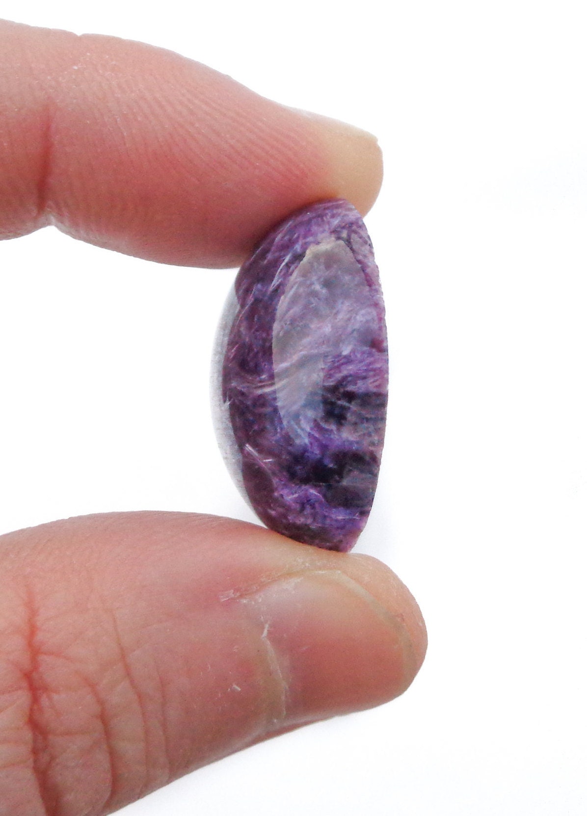 Natural Russian Charoite Pear Shape Loose Cabochon Gemstone Purple Charoite Healing Gemstone For Jewelry Making 60x23x5 mm 64 Cts #MU-403