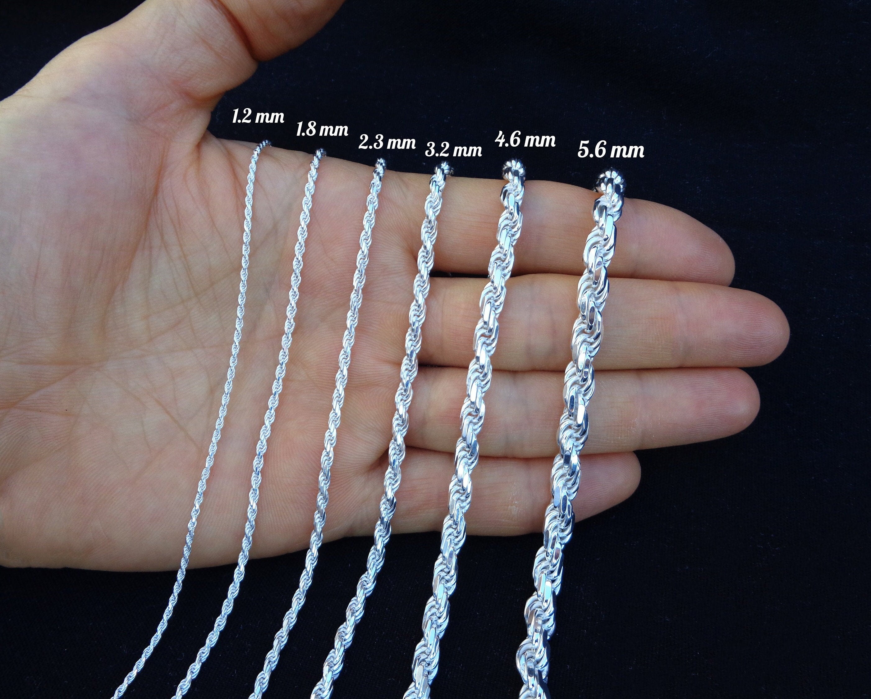Sterling Silver Diamond Cut Rope 3.5mm Bracelet Anklet Necklace Chain Italian .925 Jewelry Sterling Silver Diamond Cut Rope 3.5mm Bracelet Anklet Necklace Chain Italian .925 Jewelry