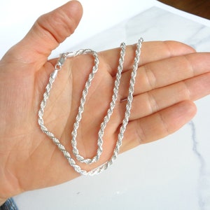 Real Sterling Silver ROPE Chain, Solid 925 Silver Necklace, Italy 925 Silver Pendant Chain, Diamond Cut ROPE Chain 1.2mm-5.6mm Holiday Gift image 4