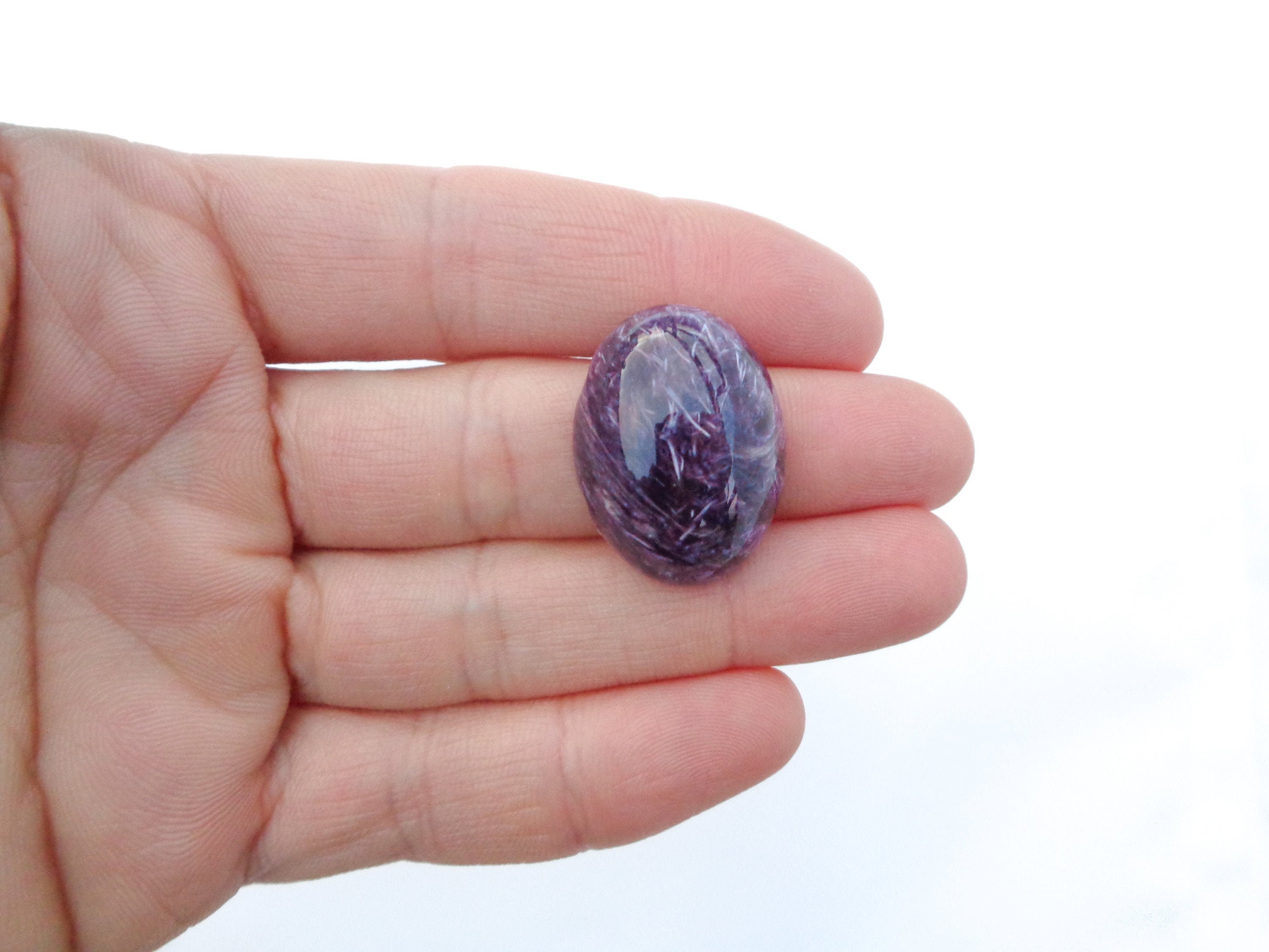 Natural Russian Charoite Pear Shape Loose Cabochon Gemstone Purple Charoite Healing Gemstone For Jewelry Making 60x23x5 mm 64 Cts #MU-403