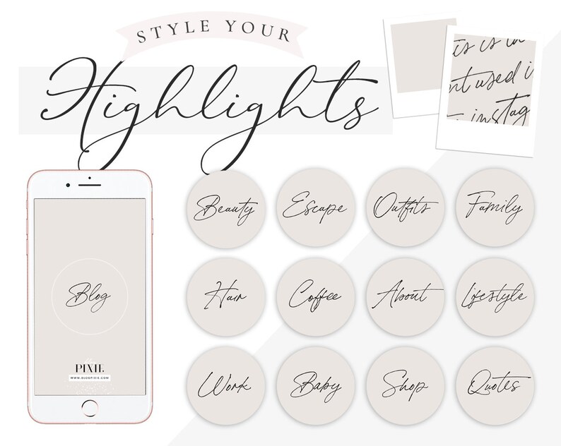 Handwritten Instagram Highlight Icons Instagram Highlights Story Covers Font Highlights Words Handwriting Nude Beige Stories image 1