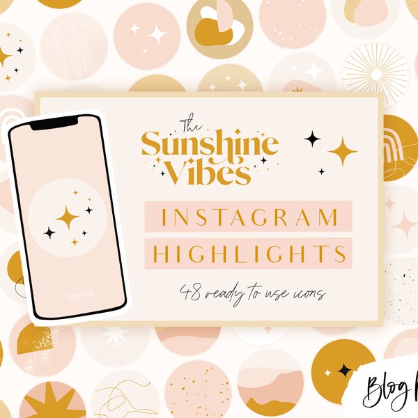 Instagram Highlight Covers Boho - Highlights for Instagram Stories - Instagram Highlight Icons Pink - Sunshine Vibes - SV01 - Blog Pixie