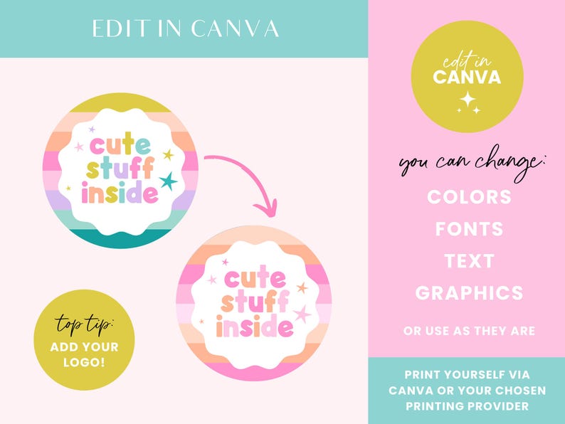 Kleurrijke stickersjablonen voor zakelijke verpakkingen - Canva stickerontwerpen - Afdrukbare stickers - Small Business-labels - CR01 Design Pixie afbeelding 4