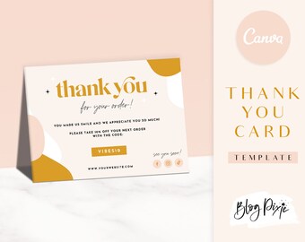 Thank You Card Template - Canva Thankyou Order Card - Boho Design - Small Business Branding - Sunshine Vibes - Blog Pixie