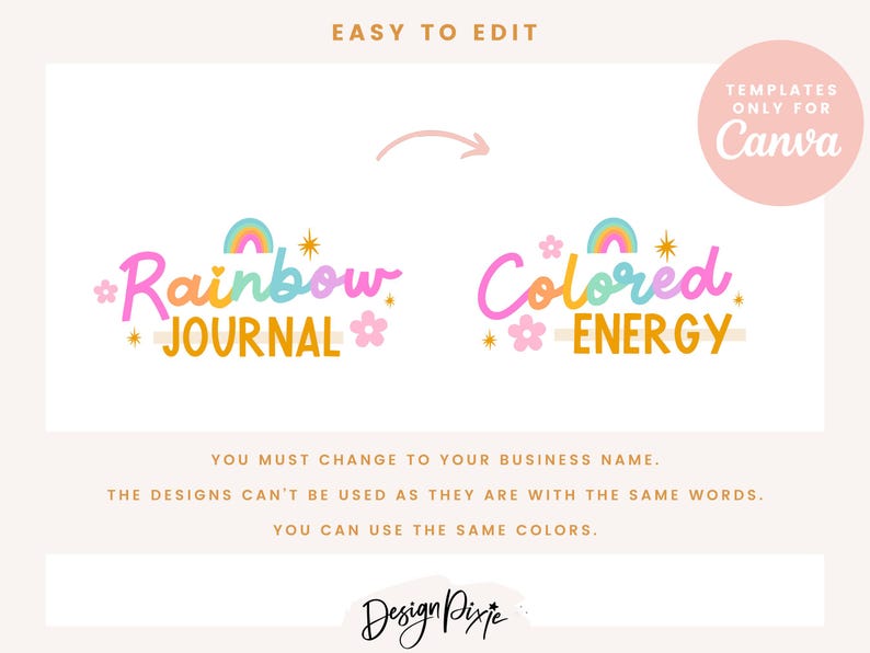 Rainbow Logo Design Template Canva - Editable Logo Design - Retro ...