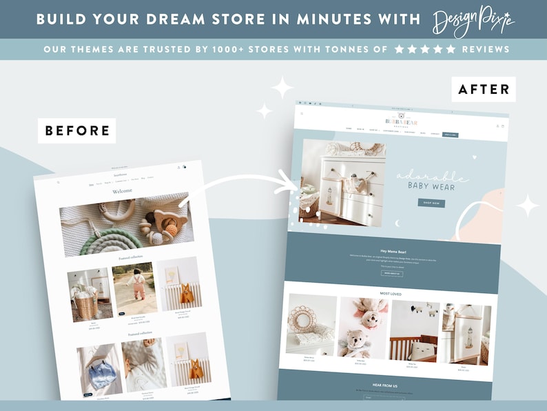 Shopify Theme for Kids Baby Boutique - Shopify Website Template - Blue Canva Banners - Online Boutique - BR01 - Design Pixie image 4
