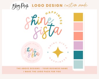 Colorful Logo Design - Playful Branding Kit - Fun Rainbow Logo Design - Etsy Shop Logo - Stickers Logo - Semi Custom Logo - SH01 Blog Pixie