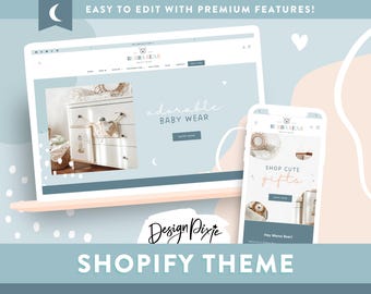Shopify Theme for Kids Baby Boutique - Shopify Website Template - Blue Canva Banners - Online Boutique - BR01 - Design Pixie