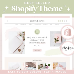 Pink Shopify Theme - Shabby Chic Shopify Template for Digital Products - Pink Sage Shopify Design - Feminine Website Theme PP01 Blog Pixie