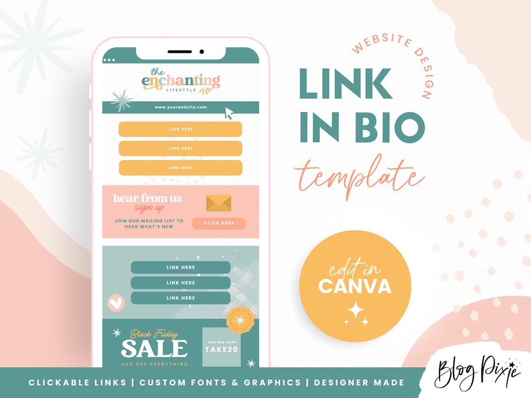 Link in Bio Template Canva - Enchanting Green Links Website - Instagram ...