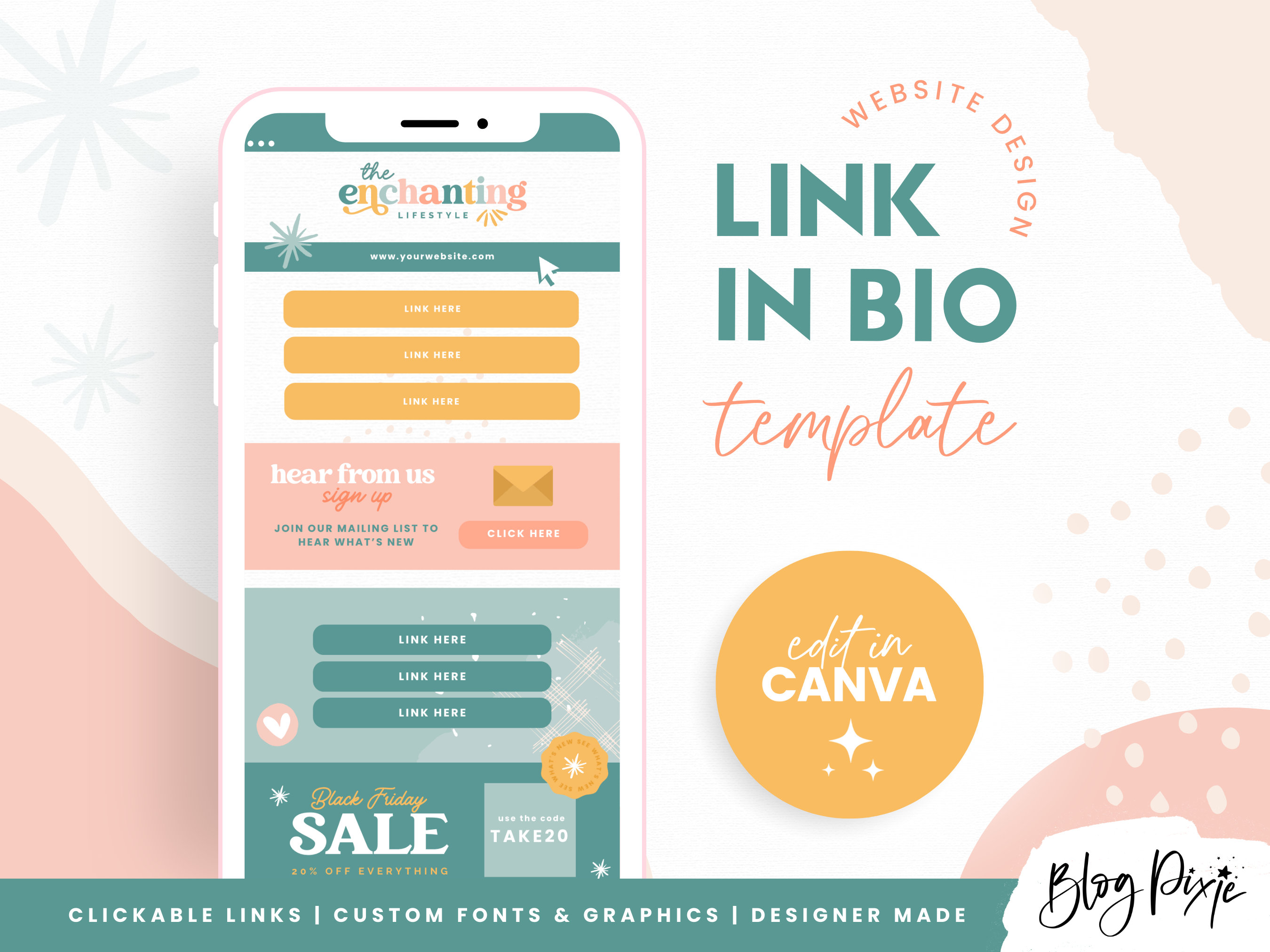 Link in Bio Template Canva - Enchanting Green Links Website - Instagram ...