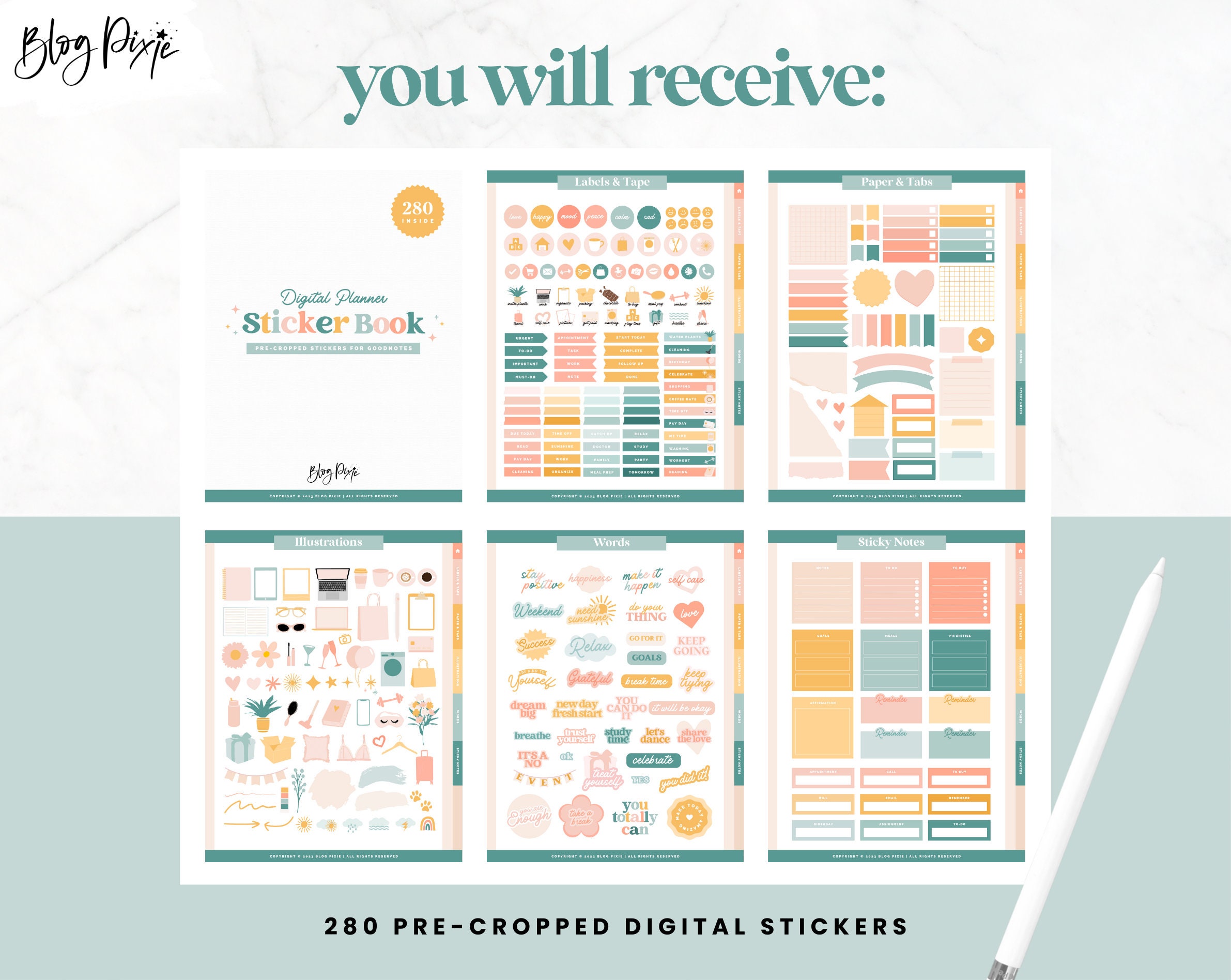 Digital Stickers - Goodnotes Planner Stickers Pack - PNG Stickers ...