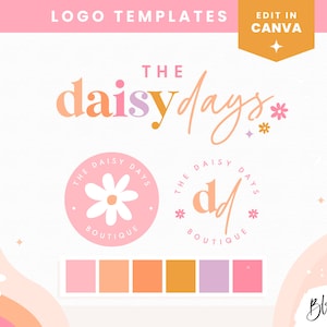 Daisy Logo Design for Small Business - Logo Template Canva - Editable Logo Design - Logo Design Canva - Pretty Boutique Logo DD01 Blog Pixie