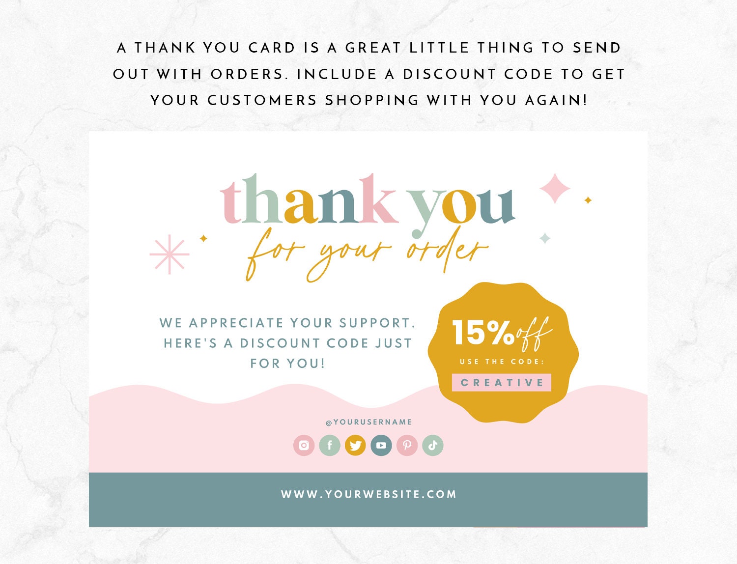 Thank You Card Template Canva - Pastel Rainbow Branding Design - Canva ...