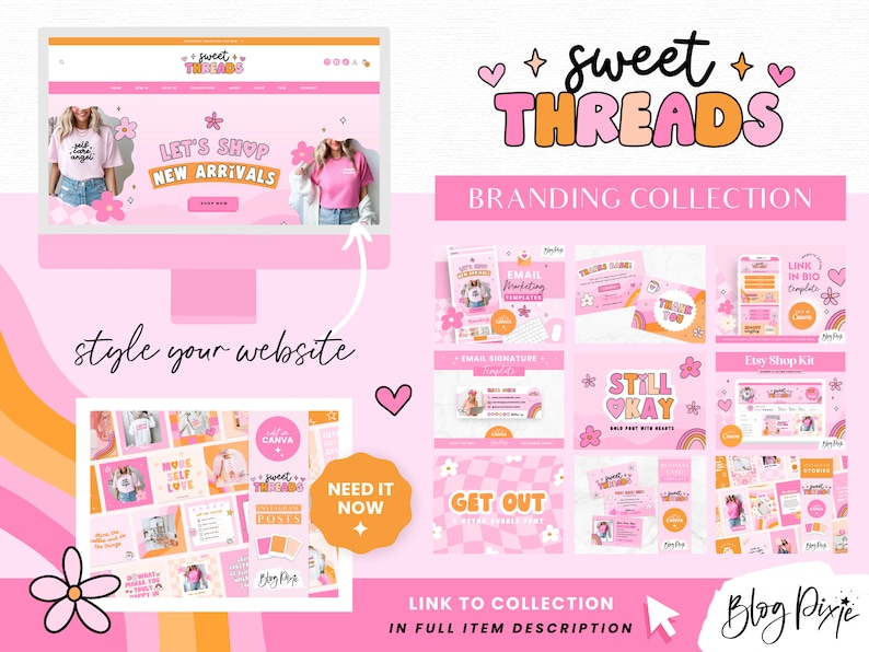 Sweet Threads branding collection by Blog Pixie