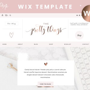 WIX Template - Website Design - Pretty WIX Blog Theme - Feminine Wix Templates - Wix Shop - Rose Gold Pink blog template - RG01 - Blog Pixie