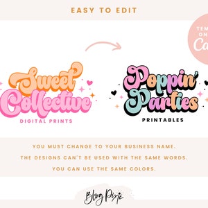 Editable Canva logo design template with bold font