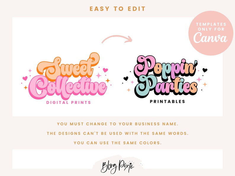 Editable Canva logo design template with bold font