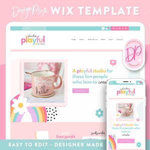 Rainbow Wix Template - Creative Wix Website Design - Wix Template for Shop and Blog - Fun Playful Wix Theme - PF01 - Blog Pixie
