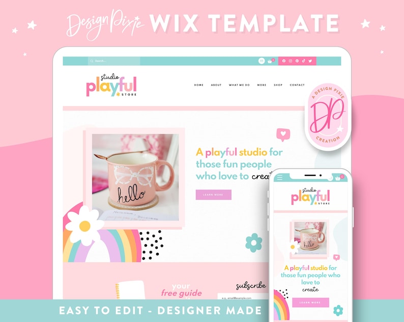 Playful rainbow wix template for a creative website design