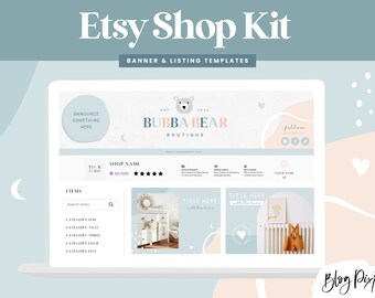 Etsy Banner Set Canva Templates - Etsy Shop Kid - Etsy Success Seller Template - Kids Baby Boutique - Store Branding Design BR01 Blog Pixie