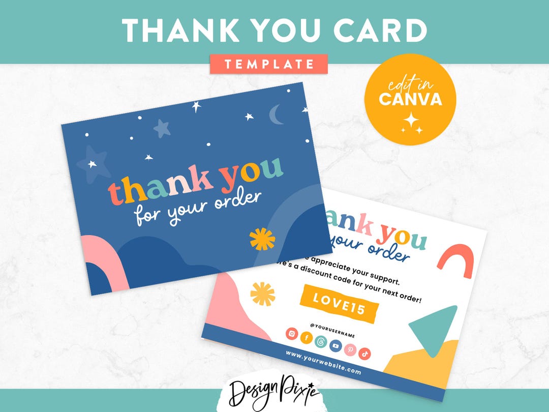 Fun Bright Thank You Card Template Canva - Primary Colors Design - Kids ...