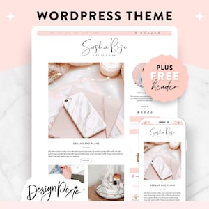 Wordpress-thema voor bloggers - Wordpress Blog - Responsive Wordpress-thema's - Vrouwelijk ontwerp - Pink Kadence-kindthema - Design Pixie