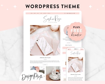 Tema de WordPress para blogueros - Blog de WordPress - Temas adaptables de WordPress - Diseño femenino - Tema secundario Pink Kadence - Design Pixie