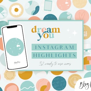 Instagram Highlight Icons - Bright Colorful Highlights for Instagram Stories - Instagram Highlight Covers - Dream You - DY01 - Blog Pixie