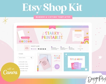 Kit de banners para tienda Etsy en Canva - Plantillas de banners para Etsy - Diseño de anuncios para tiendas Etsy - Vendedor de Etsy - Marca colorida y brillante - SP01 - Blog Pixie