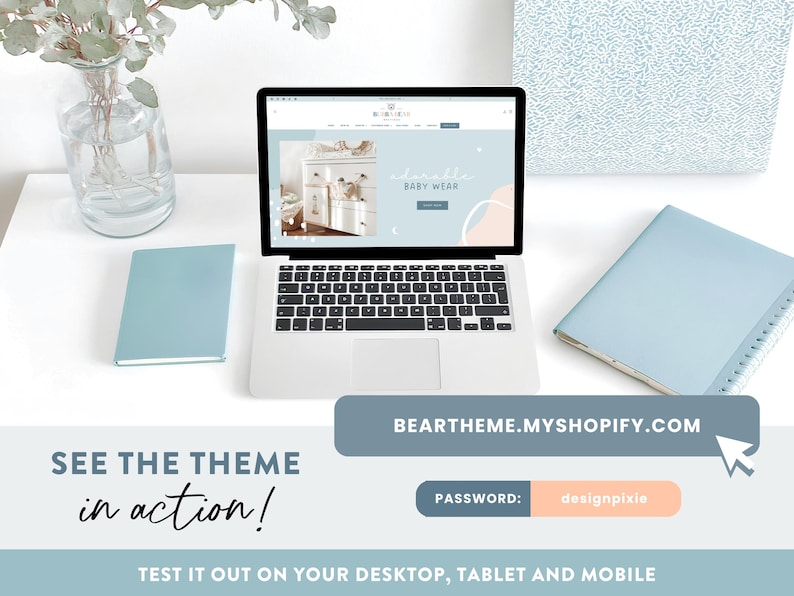 Shopify Theme for Kids Baby Boutique - Shopify Website Template - Blue Canva Banners - Online Boutique - BR01 - Design Pixie image 3
