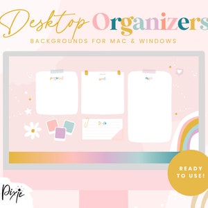 Desktop Organizer Wallpaper Pink Desktop Background Cute Aesthetic - Pastel Desktop Organizer For Mac and Windows - SH01 - Blog Pixie