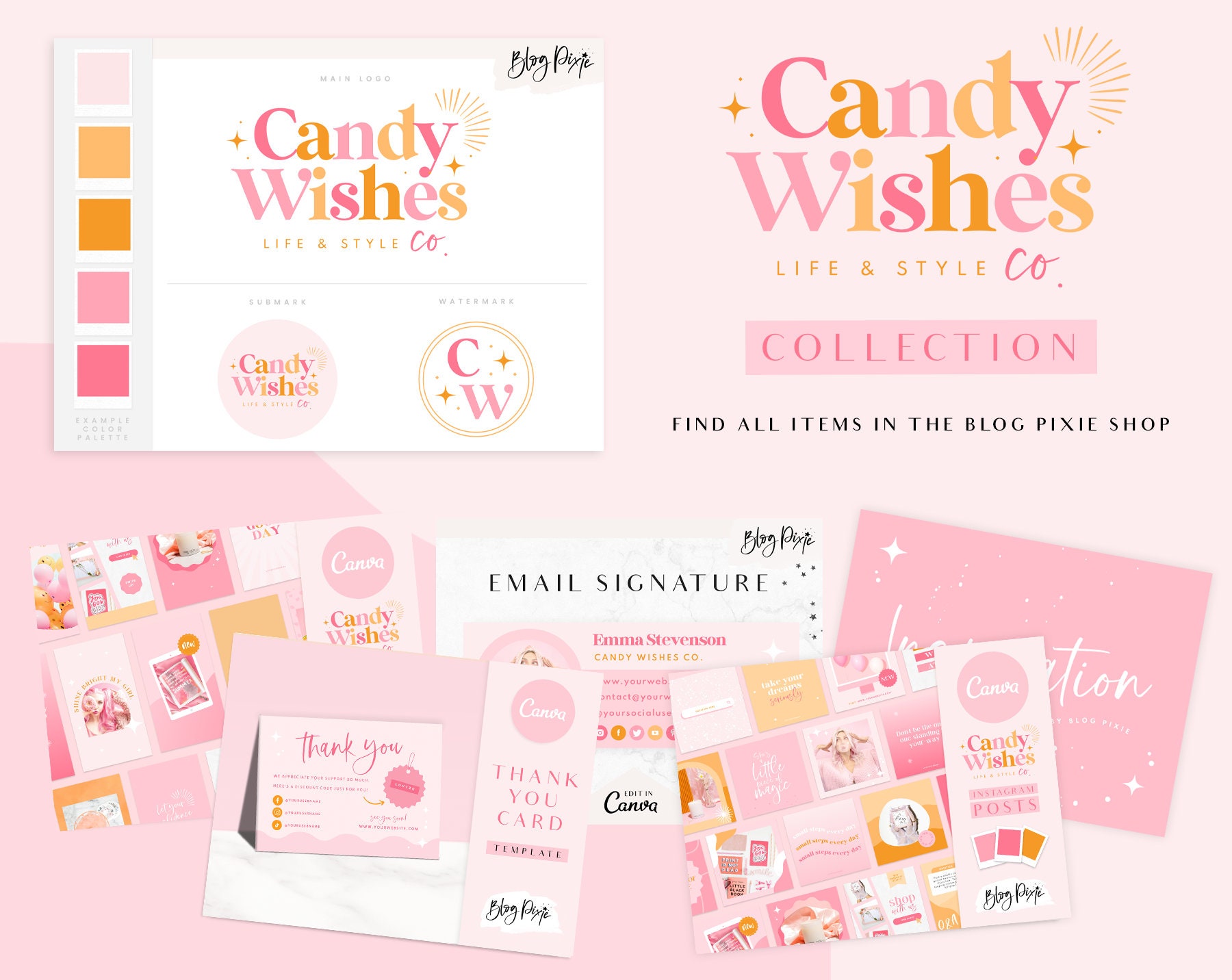 Email Signature Template Canva - Bright Pink Business Email Design ...