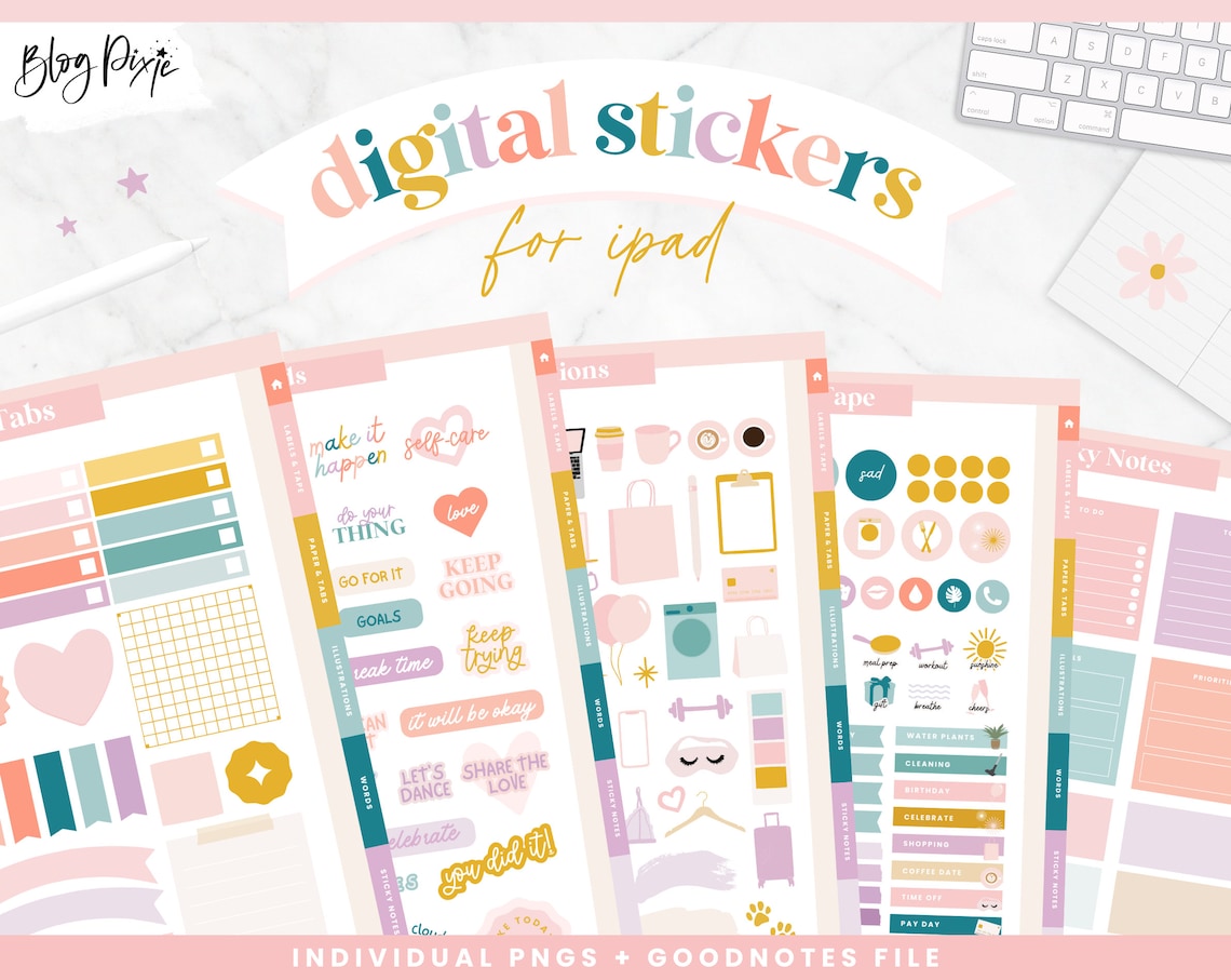 Digital Stickers Cute - Goodnotes Planner Stickers Pack - Self Care ...