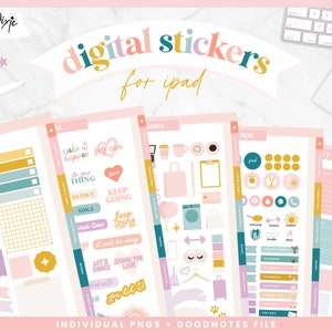 Digital Stickers Cute - Goodnotes Planner Stickers Pack - Self Care Digital Stickers - Pre-cropped Cute Stickers Bundle - SH01 - Blog Pixie
