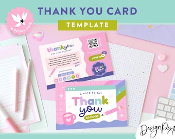 Bunte Dankeskarte Canva - Niedliches Digitales Branding - Bestellkarten - PB1 Design Pixie