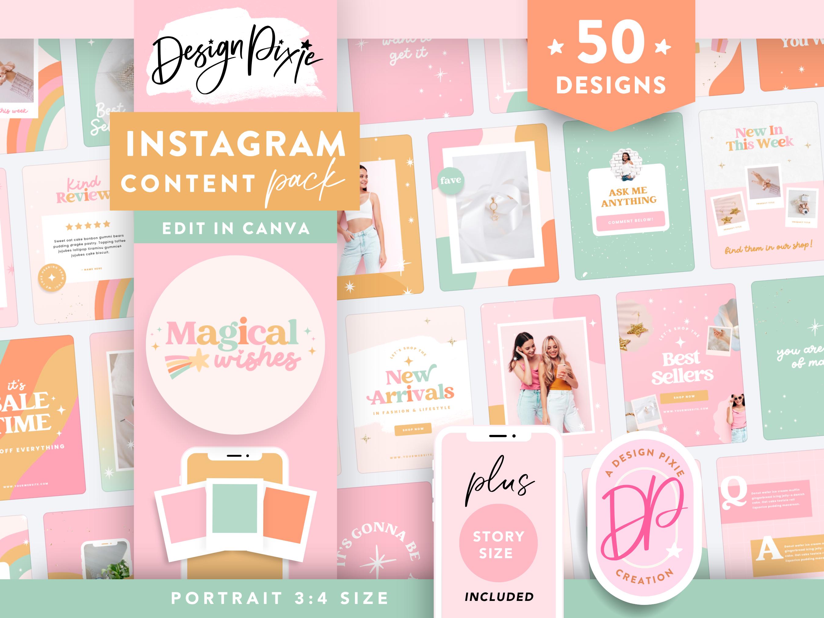 Pastel Rainbow Instagram Post and Story Templates - Editable in Canva ...