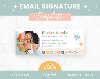 Email Signature Template - Canva Email Signature Design - Gmail - Outlook - Small Business Rainbow Email Signature - EN01 - Blog Pixie